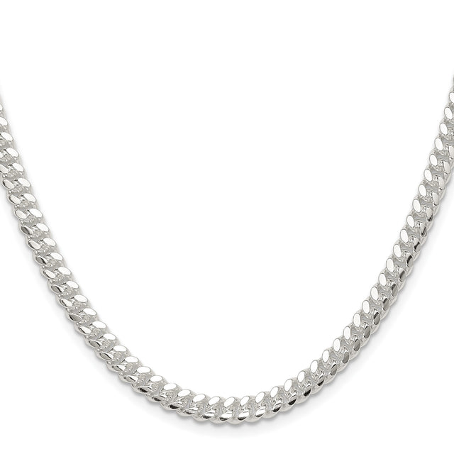 925 White Gold 5.7 mm Curb Chain Necklace, Polished