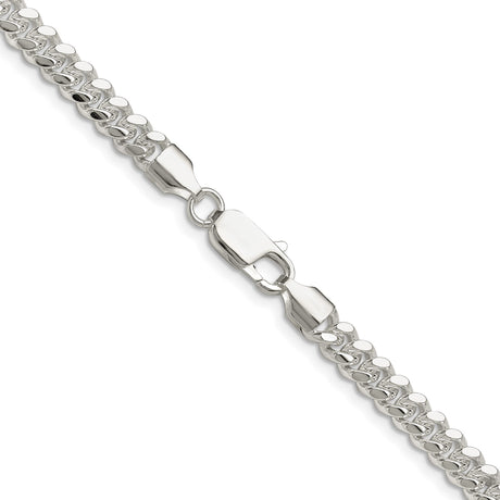 925 White Gold 5.7 mm Curb Chain Necklace, Polished alternate angle