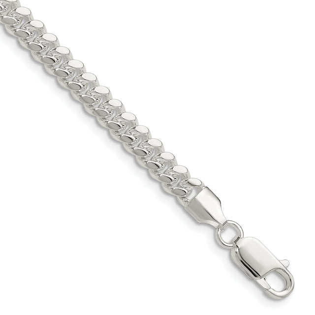 925 White Gold 5.7 mm Curb Chain Bracelet, Polished shown for scale