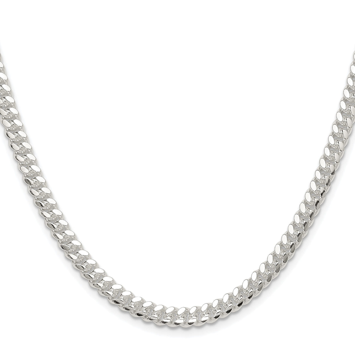 925 White Gold 5.7 mm Curb Chain Necklace, Polished