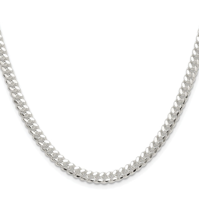 925 White Gold 5.7 mm Curb Chain Necklace, Polished