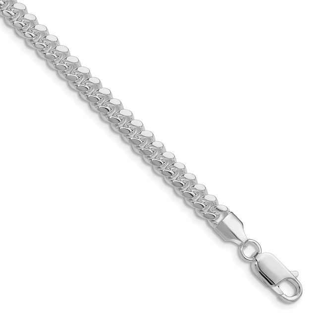 925 White Gold 5.7 mm Curb Chain Bracelet, Polished shown for scale