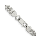 925 White Gold 6.4 mm Curb Chain Necklace, Polished alternate angle