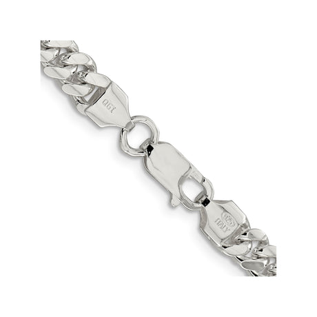 925 White Gold 6.4 mm Curb Chain Necklace, Polished alternate angle