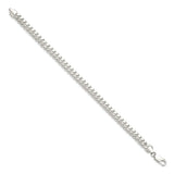 925 White Gold 6.4 mm Curb Chain Anklet, Polished