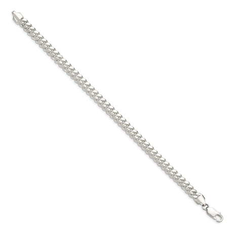 925 White Gold 6.4 mm Curb Chain Bracelet, Polished