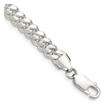 925 White Gold 6.4 mm Curb Chain Bracelet, Polished shown for scale