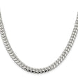 925 White Gold 6.4 mm Curb Chain Necklace, Polished