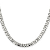 925 White Gold 6.4 mm Curb Chain Necklace, Polished