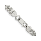 925 White Gold 6.4 mm Curb Chain Necklace, Polished alternate angle