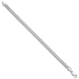 925 White Gold 6.4 mm Curb Chain Anklet, Polished