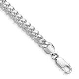 925 White Gold 6.4 mm Curb Chain Anklet, Polished shown for scale