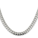925 White Gold 7 mm Curb Chain Necklace, Polished