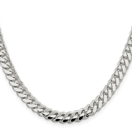 925 White Gold 7 mm Curb Chain Necklace, Polished
