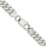 925 White Gold 7 mm Curb Chain Necklace, Polished alternate angle