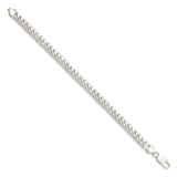 925 White Gold 7 mm Curb Chain Anklet, Polished