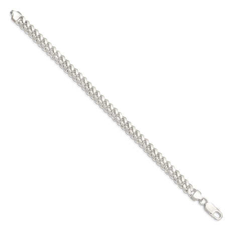 925 White Gold 7 mm Curb Chain Bracelet, Polished