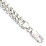 925 White Gold 7 mm Curb Chain Bracelet, Polished shown for scale