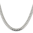 925 White Gold 7 mm Curb Chain Necklace, Polished