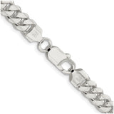 925 White Gold 7 mm Curb Chain Necklace, Polished alternate angle