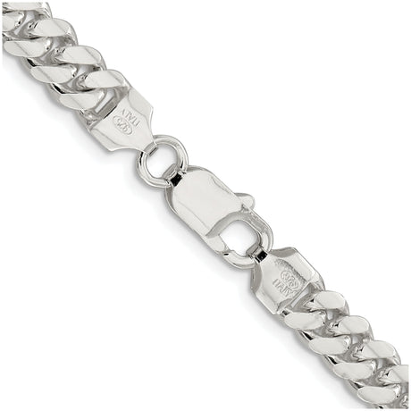 925 White Gold 7 mm Curb Chain Necklace, Polished alternate angle