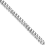 925 White Gold 7 mm Curb Chain Necklace, Polished detail view