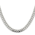 925 White Gold 7.8 mm Curb Chain Necklace, Polished