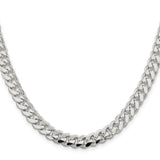 925 White Gold 7.8 mm Curb Chain Necklace, Polished