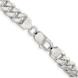 925 White Gold 7.8 mm Curb Chain Necklace, Polished alternate angle