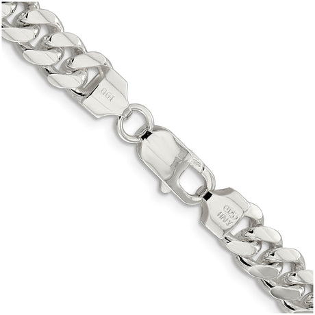 925 White Gold 7.8 mm Curb Chain Necklace, Polished alternate angle