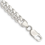 925 White Gold 7.8 mm Curb Chain Bracelet, Polished shown for scale