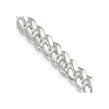 925 White Gold 7.8 mm Curb Chain Necklace, Polished detail view