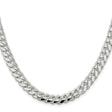 925 White Gold 7.8 mm Curb Chain Necklace, Polished