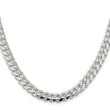 925 White Gold 7.8 mm Curb Chain Necklace, Polished