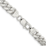 925 White Gold 7.8 mm Curb Chain Necklace, Polished alternate angle