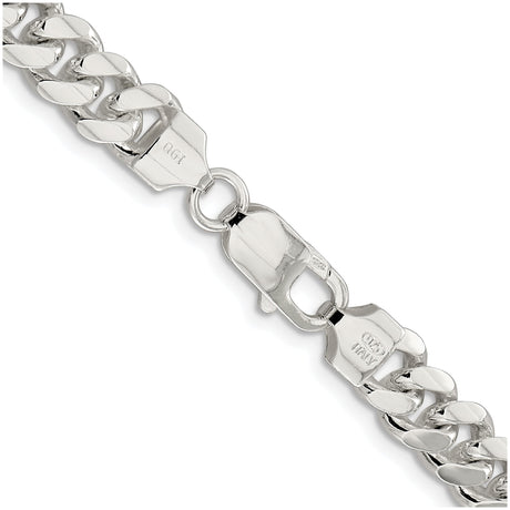 925 White Gold 7.8 mm Curb Chain Necklace, Polished alternate angle