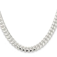 925 White Gold 9 mm Curb Chain Necklace, Polished