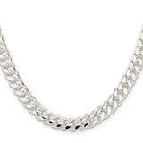 925 White Gold 9 mm Curb Chain Necklace, Polished