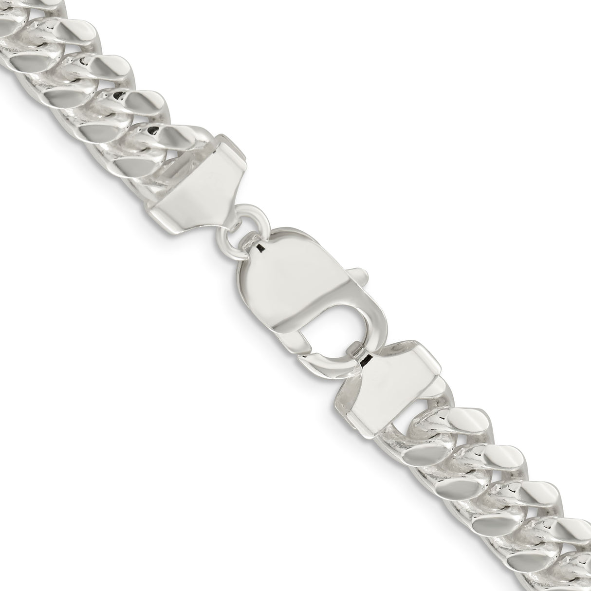 925 White Gold 9 mm Curb Chain Necklace, Polished alternate angle