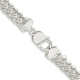 925 White Gold 9 mm Curb Chain Necklace, Polished alternate angle