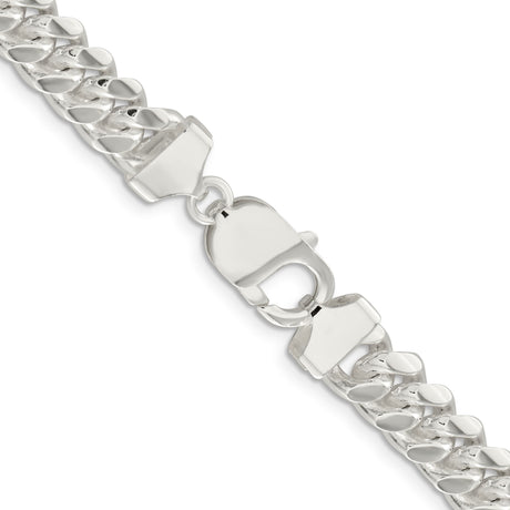 925 White Gold 9 mm Curb Chain Necklace, Polished alternate angle