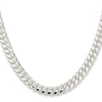 925 White Gold 9 mm Curb Chain Necklace, Polished