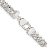 925 White Gold 9 mm Curb Chain Necklace, Polished alternate angle