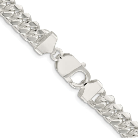 925 White Gold 9 mm Curb Chain Necklace, Polished alternate angle