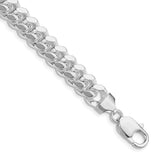 925 White Gold 9 mm Curb Chain Bracelet, Polished shown for scale
