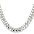 925 White Gold 10.7 mm Curb Chain Necklace, Polished