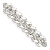 925 White Gold 10.7 mm Curb Chain Necklace, Polished detail view