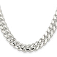 925 White Gold 10.7 mm Curb Chain Necklace, Polished