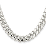 925 White Gold 10.7 mm Curb Chain Necklace, Polished