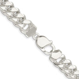 925 White Gold 10.7 mm Curb Chain Necklace, Polished alternate angle